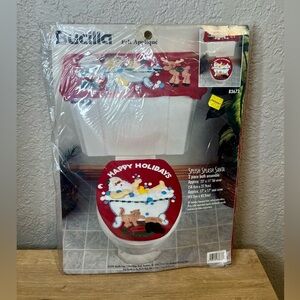 Bucilla Splish Splash Santa Holiday 2 Pc Toilet Covers Bath ensemble Kit 83673